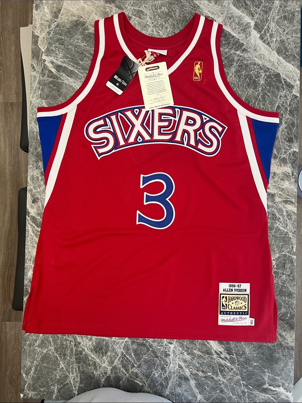 Mitchell & Ness Authentic Red Sixers Allen Iverson #3  Jersey